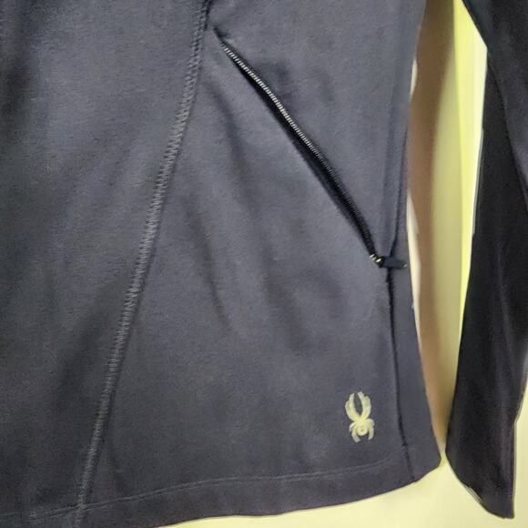 Spyder Active Hoodie Jacket Blue Long Thumbhole Sleeve Full Zip Zip Pockets Med - Picture 8 of 13